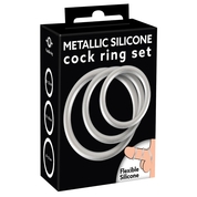 Набор из 3 эрекционных колец под металл Metallic Silicone Cock Ring Set - фото, цены