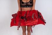 Оригинальный БДСМ-набор из 9 предметов в красной кожаной сумке - фото, цены