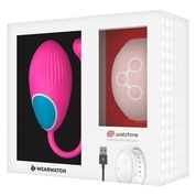 Розовое виброяйцо с нежно-розовым пультом-часами Wearwatch Egg Wireless Watchme - фото, цены