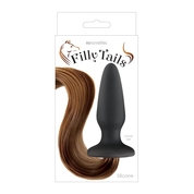 Чёрная анальная пробка с каштановым хвостом Filly Tails Chestnut - фото, цены
