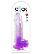 Фиолетовый фаллоимитатор с мошонкой на присоске 9’’ Cock with Balls - 24,8 см. - фото, цены