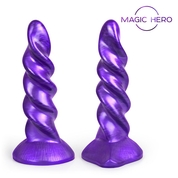 Фиолетовый фантазийный спиралевидный фаллоимитатор - 23 см. - фото, цены