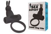 Черное эрекционное виброкольцо Sex Expert - фото, цены