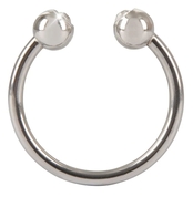 Серебристое металлическое кольцо для пениса Rebel с шариками - фото, цены
