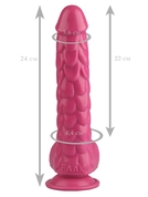Розовый реалистичный фаллоимитатор с чешуйками на присоске - 24 см. - фото, цены