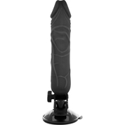 Черный вибратор на мощной присоске Basecock Realistic Vibrator - 20 см. - фото, цены