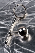 Серебристые бондажные стринги со сменными шарами - фото, цены