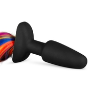 Черная анальная пробка с радужным хвостом Butt Plug With Tail - фото, цены
