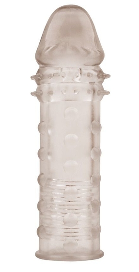 Дымчатая удлиняющая насадка на пенис Extra Texture Sleeve - 16,2 см. - фото, цены