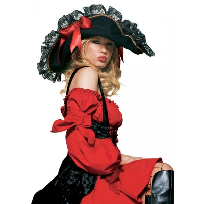 Роскошная пиратская шляпа с кружевами и бантом - фото, цены
