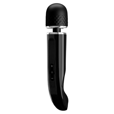 Черный мощный жезловый вибратор с изогнутой ручкой Charming Massager - 24 см. - фото, цены