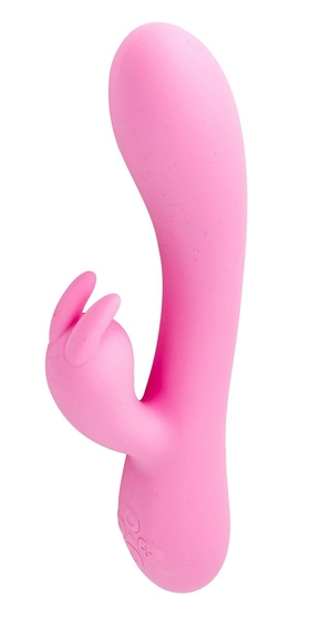 Розовый силиконовый вибратор-кролик с функцией подогрева - 20 см. - фото, цены
