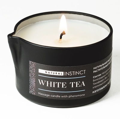 Массажная свеча с феромонами Natural Instinct White Tea - 70 мл. - фото, цены