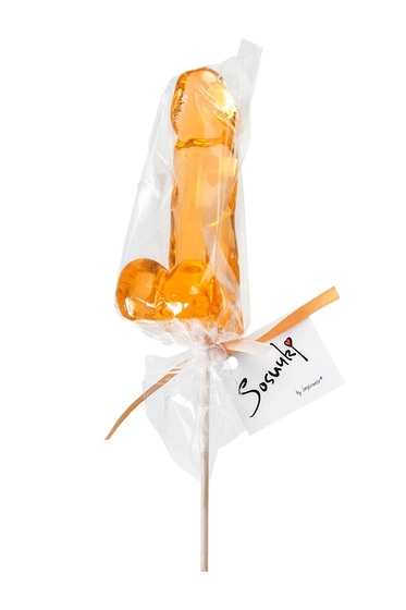 Оранжевый леденец Пенис Amaretto со вкусом амаретто - фото, цены