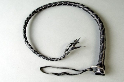 Черная кожаная однохвостая плеть - 60 см. - фото, цены