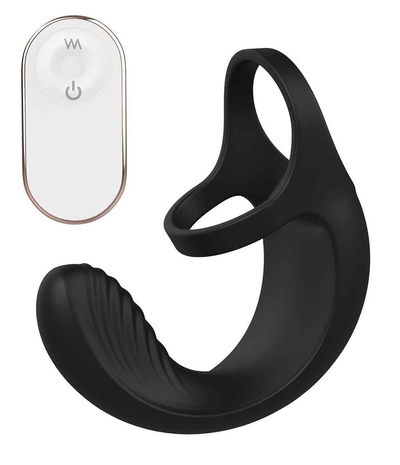 Черный анальный стимулятор с эрекционными кольцами Remote Couple Teaser - фото, цены
