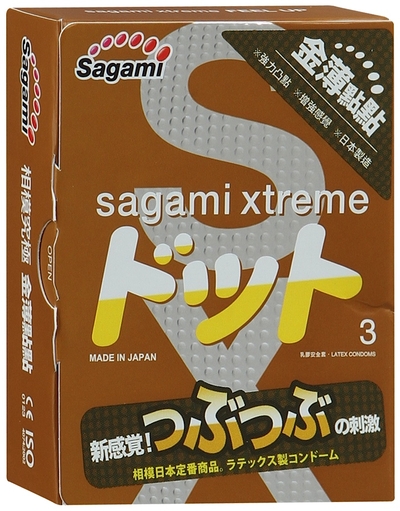 Презервативы Sagami Xtreme Feel Up с точечной текстурой и линиями прилегания - 3 шт. - фото, цены