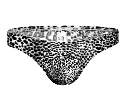 Мужские трусы-тонги с серым леопардовым принтом - фото, цены