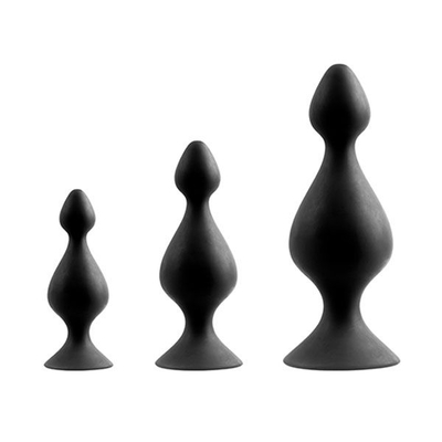 Набор из 3 чёрных анальных силиконовых втулок Menzstuff 3-piece Anal Pawn Set - фото, цены