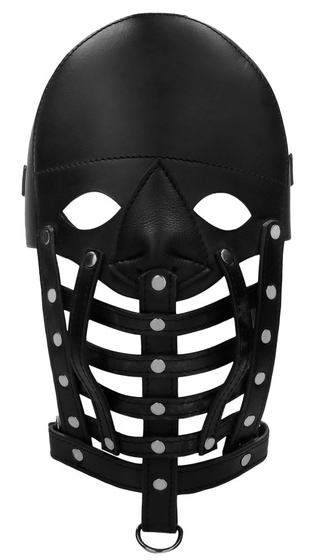 Черная маска-шлем Leather Male Mask - фото, цены