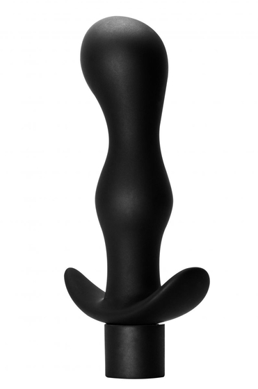 Черная фигурная анальная пробка с вибрацией Passion - 14 см. - фото, цены