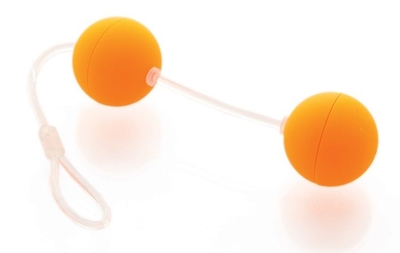 Оранжевые вагинальные шарики на прозрачной сцепке - фото, цены