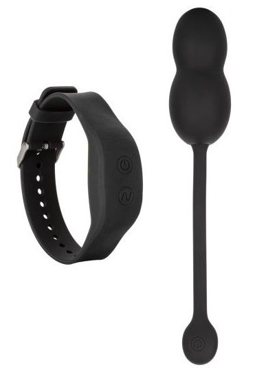 Черные вагинальные виброшарики с браслетом-пультом Wristband Remote Ultra-Soft Kegel System - фото, цены
