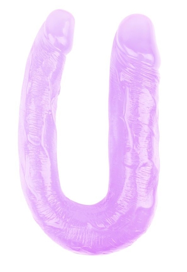 Фиолетовый двусторонний фаллоимитатор Hi-Rubber - 34 см. - фото, цены