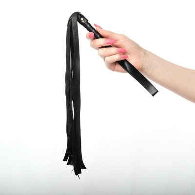 Черная плеть из эко-кожи с витой ручкой - 55 см. - фото, цены