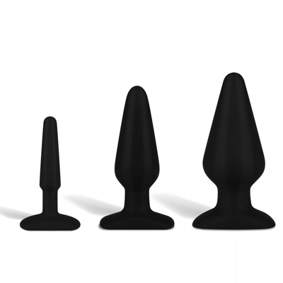 Набор из 3 черных анальных плагов из силикона - фото, цены