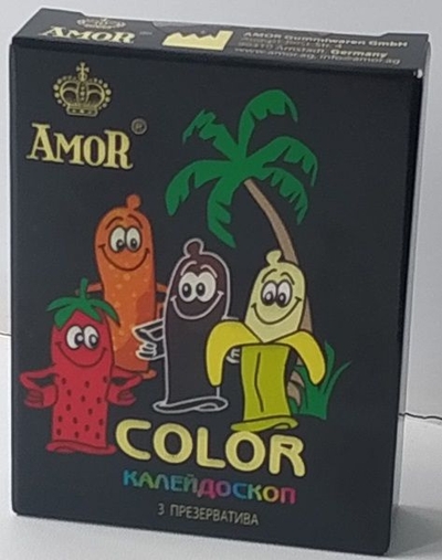 Цветные ароматизированные презервативы Amor Color Яркая линия - 3 шт. - фото, цены