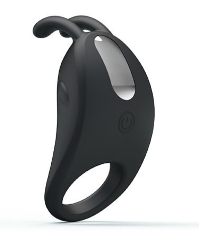 Чёрное эрекционное кольцо с вибрацией Rabbit Vibrator - фото, цены