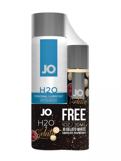 Набор лубрикантов Jo на водной основе: H2o Personal Lubricant (120 мл.) и Gelato White Chocolate Raspberry Truffle (30 мл.) - фото, цены