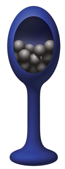Синяя анальная пробка с шариками внутри Rattler - 12,7 см. - фото, цены