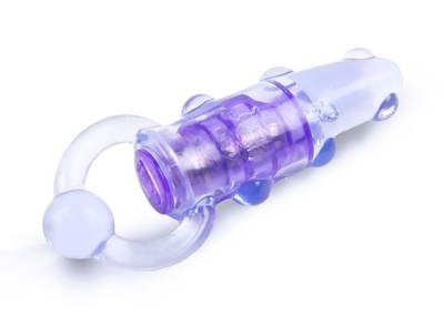 Фиолетовое эрекционное кольцо с удлиненным клиторальным стимулятором - фото, цены