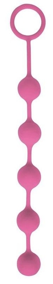 Розовая анальная цепочка с металлическими шариками - 25 см. - фото, цены