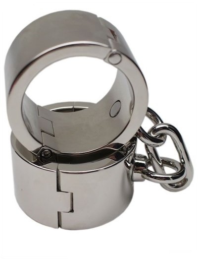 Серебристые металлические гладкие наручники - фото, цены