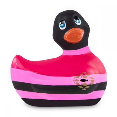 Вибратор-уточка I Rub My Duckie 2.0 Colors с черно-розовыми полосками - фото, цены