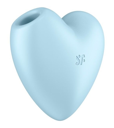 Голубой вибромассажер Cutie Heart с вакуум-волновой стимуляцией - фото, цены