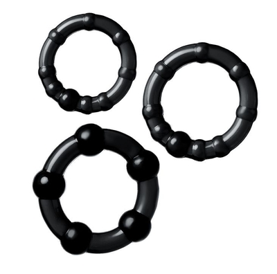 Набор из 3 черных силиконовых эрекционных колец разного размера - фото, цены
