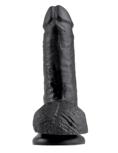 Чёрный фаллоимитатор с мошонкой 7 Cock with Balls - 19,4 см. - фото, цены