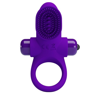 Фиолетовое эрекционное виброкольцо в клиторальной щеточкой Vibrant Penis Ring Ii - фото, цены