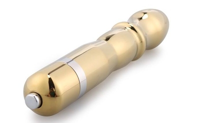 Классический золотистый вибратор-елочка Notabu - 12 см. - фото, цены