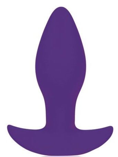 Фиолетовая коническая анальная вибровтулка с ограничителем - 8,5 см. - фото, цены