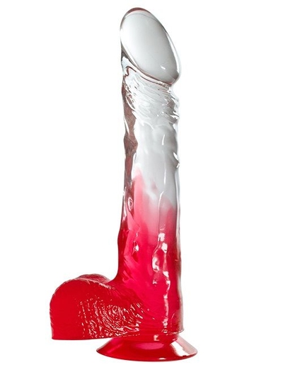 Красный фаллоимитатор с прозрачной верхней частью Jelly Joy Fade Out Dong 8inch - 20,3 см. - фото, цены