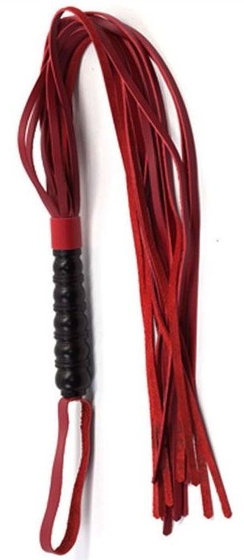 Красная многохвостовая плеть с черной ручкой - 82 см. - фото, цены