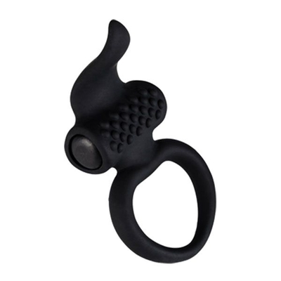 Чёрное эрекционное кольцо Lingus с клиторальным стимулятором - фото, цены