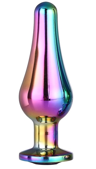 Радужная анальная пробка с кристаллом Coloured Pleasure Plug S - 9 см. - фото, цены
