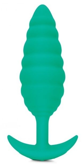 Зеленый ребристый анальный виброплаг Twist - 15,3 см. - фото, цены
