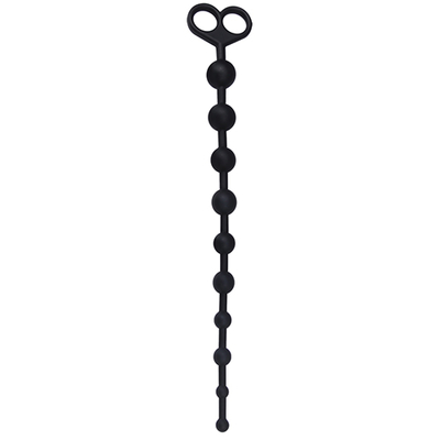 Чёрная анальная цепочка с 10 звеньями Anal Juggling Ball Silicone - 33,6 см. - фото, цены